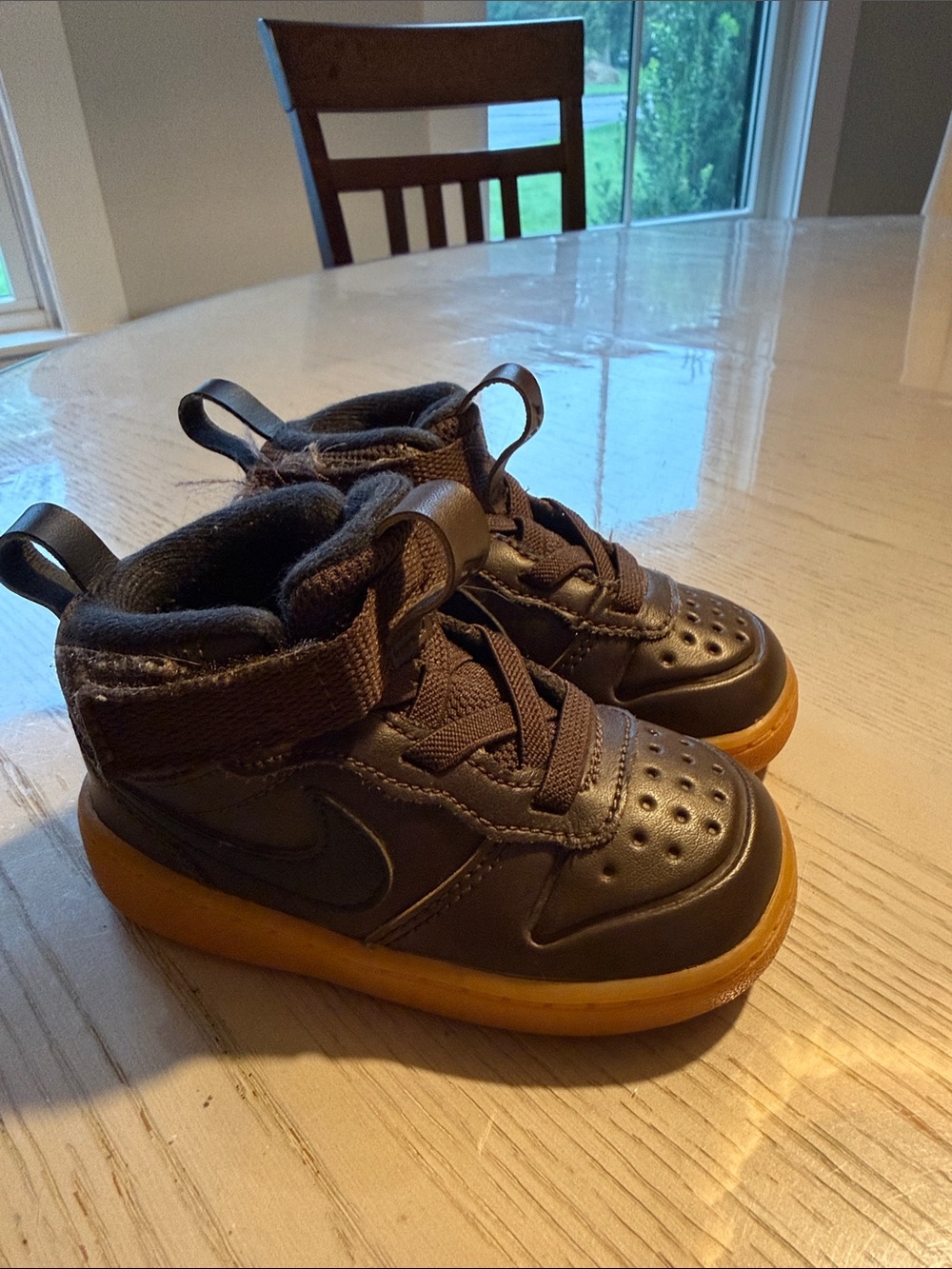 Nike Kids Brown High-Top Sneakers with Gum Sole